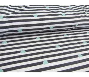 Paul & Clara Mini Stripes - Herzen anthrazit mint